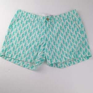 Old Navy Women's 6 Cotton Chino Seahorse Print Teal/Aqua Shorts‎